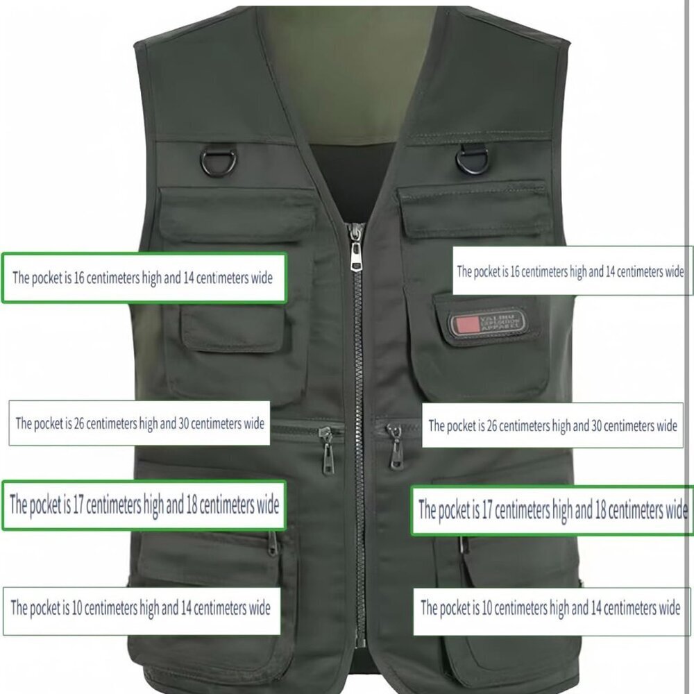 Quick Drying Fishing Vest Multi Functional Multi Pocket Mesh Hiking Jacket Large - Picture 6 of 6